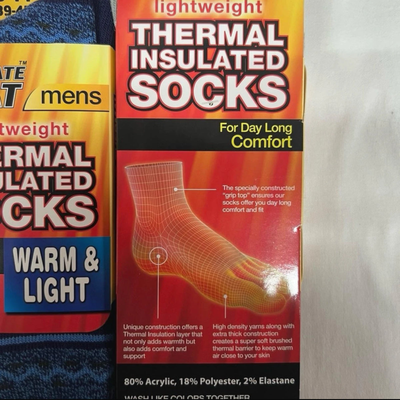 Men’s and Ladies Lightweight Heat Socks x2