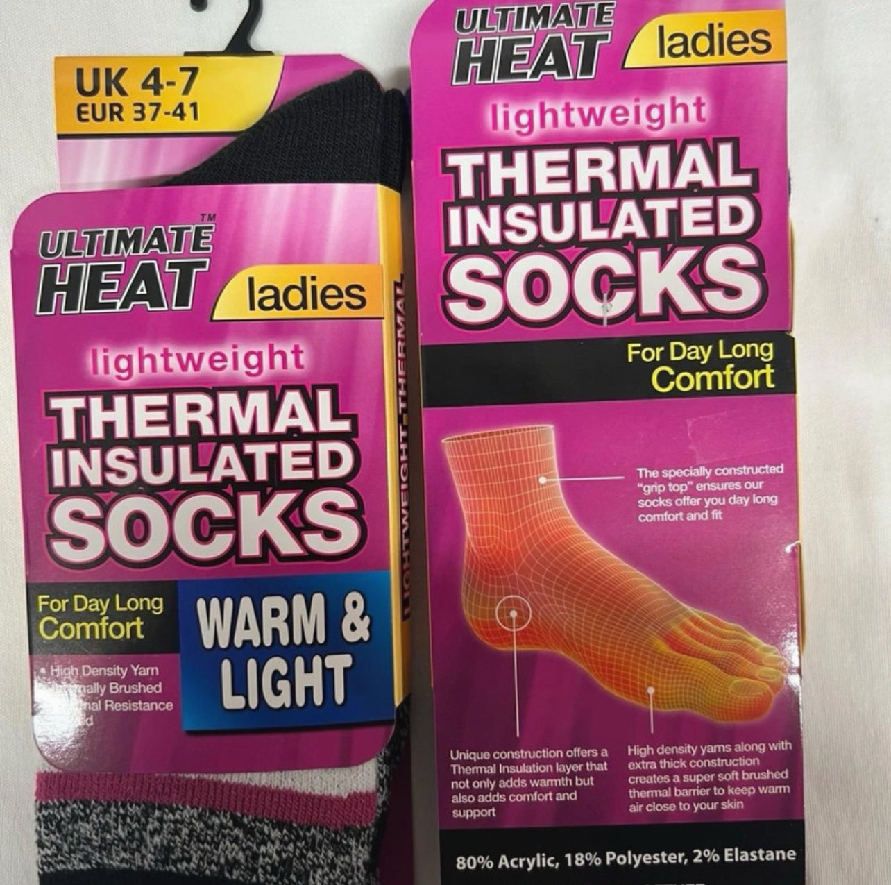 Men’s and Ladies Lightweight Heat Socks x2