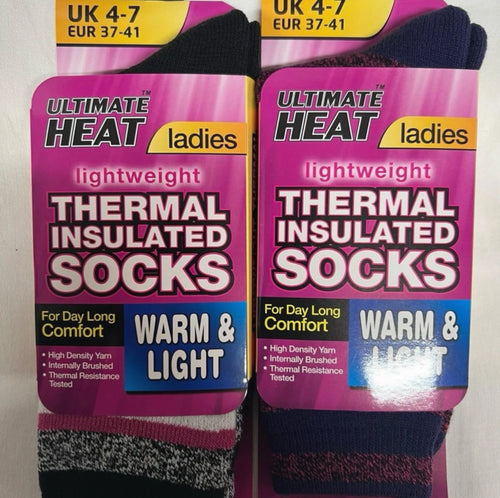 Men’s and Ladies Lightweight Heat Socks x2