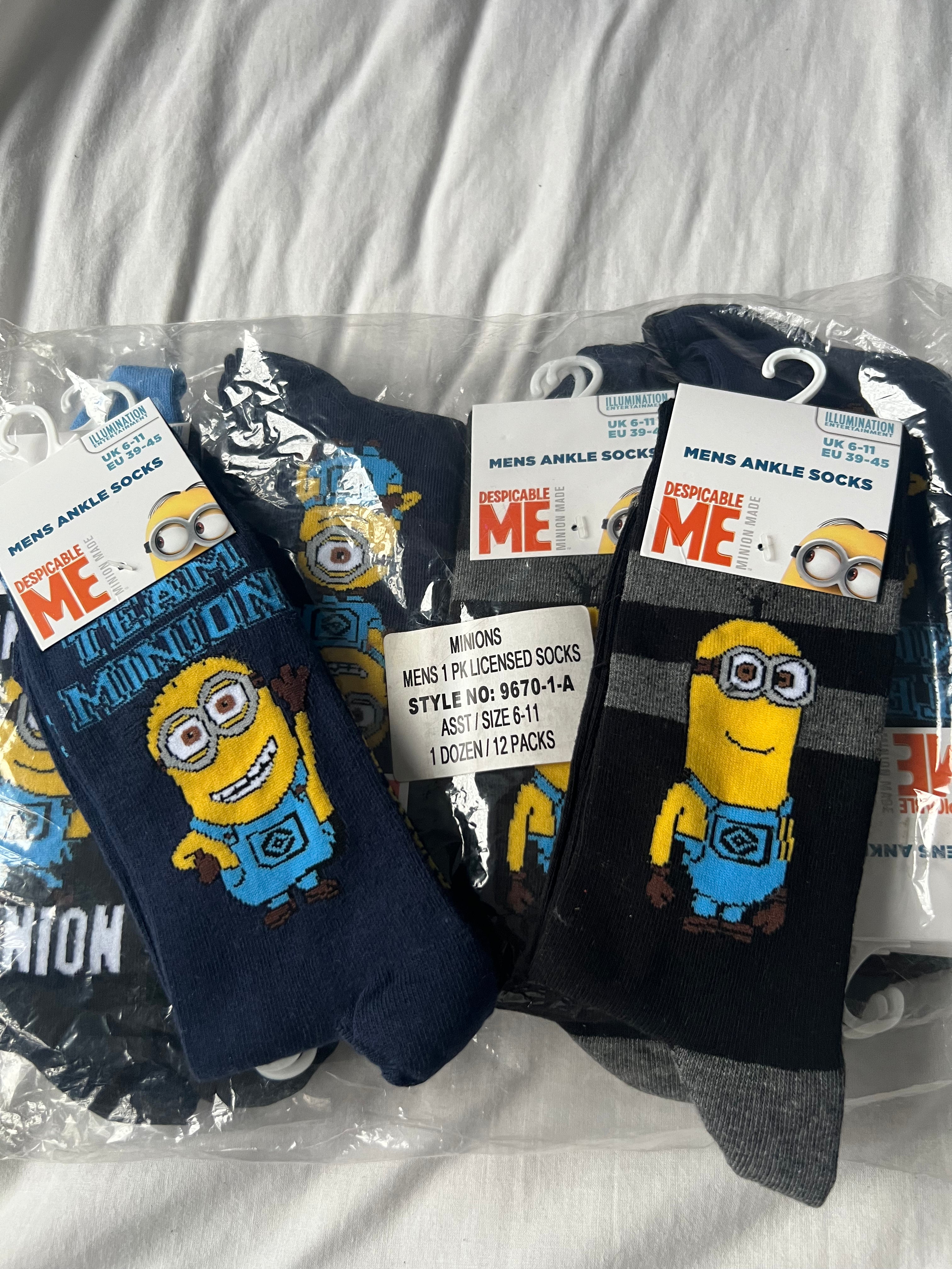 Men’s Despicable Me Minion Socks- Shoe Size 6-11