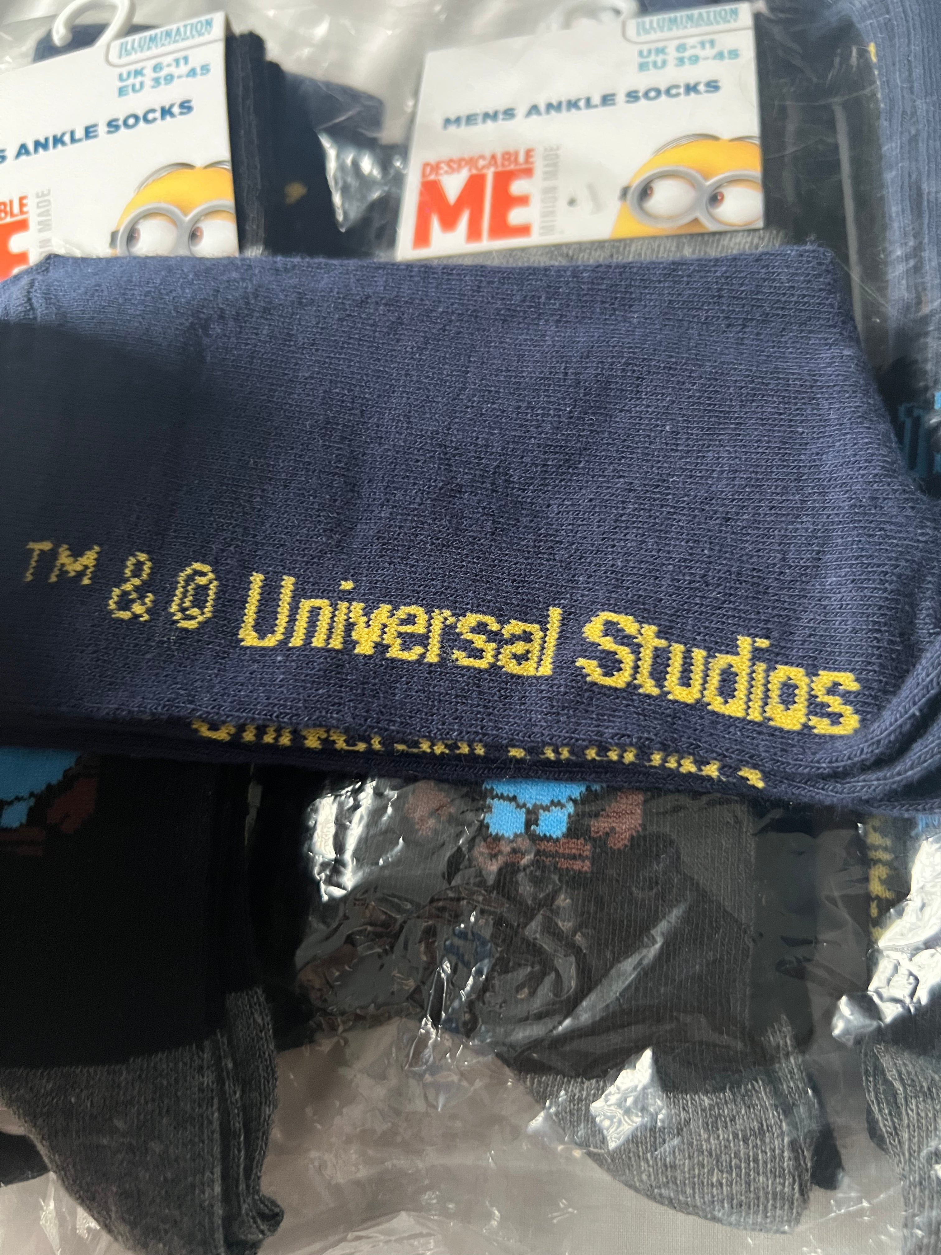 Men’s Despicable Me Minion Socks- Shoe Size 6-11